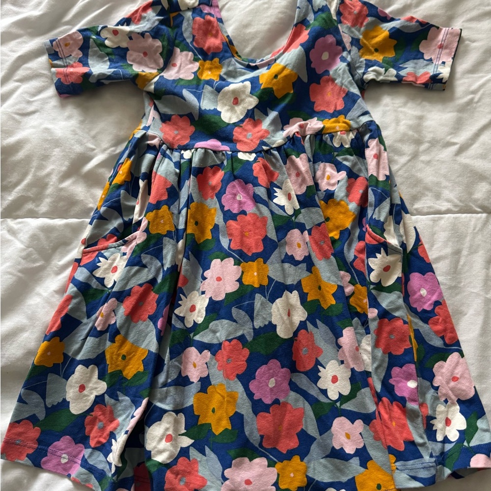 Hanna Andersson Navy Floral Pocket Skater Dress size 100(4)